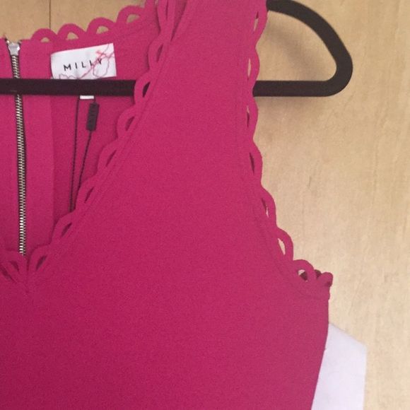 MILLY Knit Eyelet Scallop Fit and Flare Dr… - Picture 5 of 12